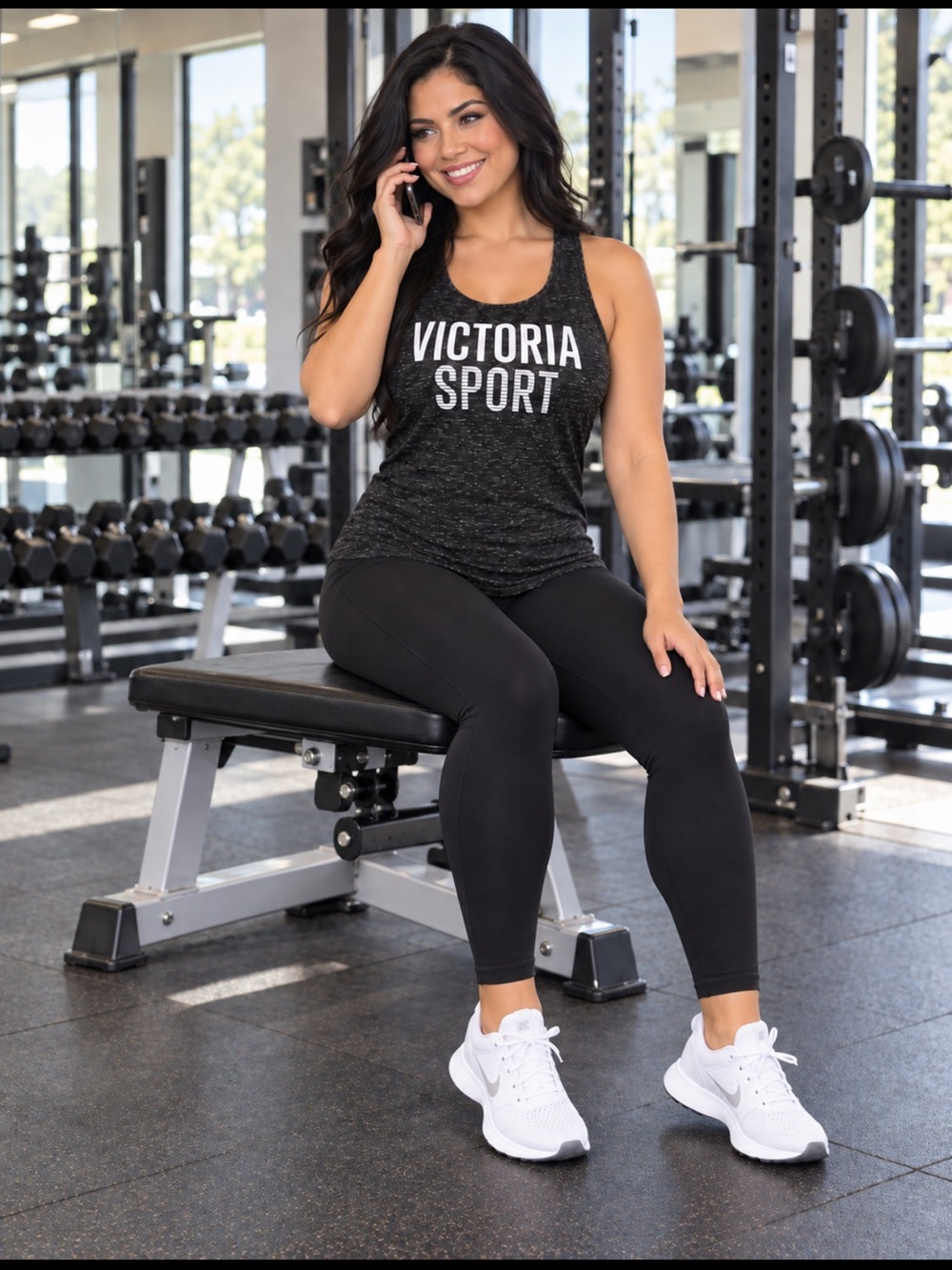 🖤🤍 Victoria’s Secret VSX Sport Strappy Open Back Marbled Tank 🤍🖤